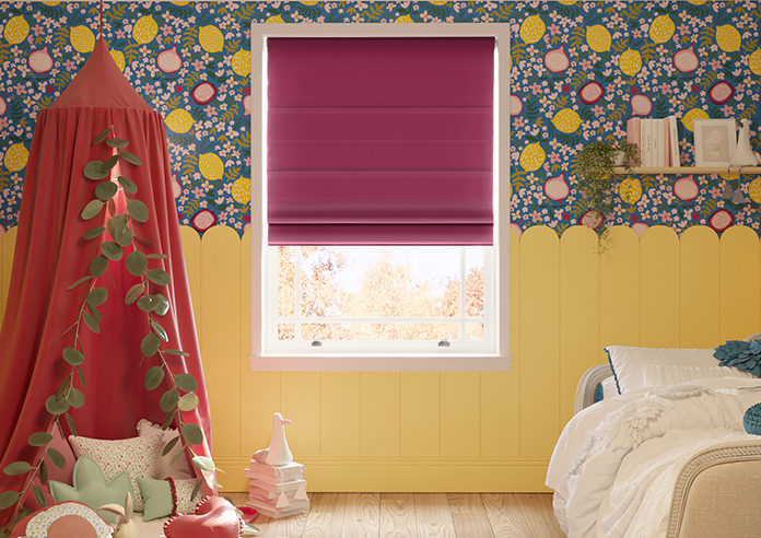 Kyoto Faux Silk, Pink Rouge - Motorised Roman Blind - Image 3